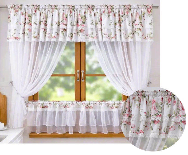 Firanki do kuchni z zazdrostkami firana kuchenna