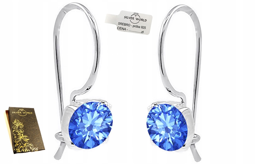 

Kolczyki Srebrne 925 Wiszące .Cyrkonie Swarovski