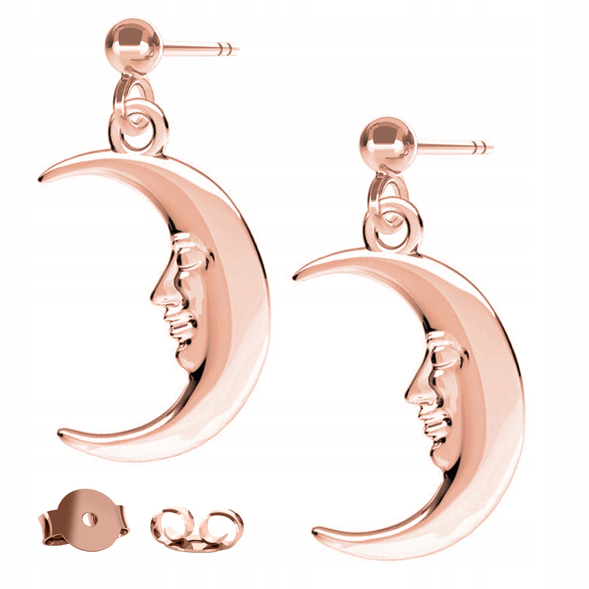 Náušnice Měsíc Noc růžové zlato 925