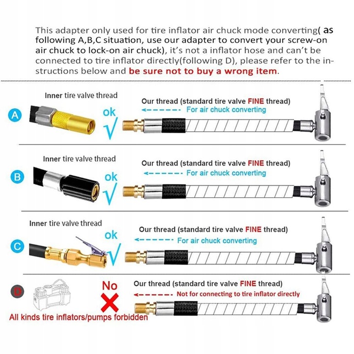 Samochód 23cm Inflator do węży do opon Zawór EAN (GTIN) 6942105396227