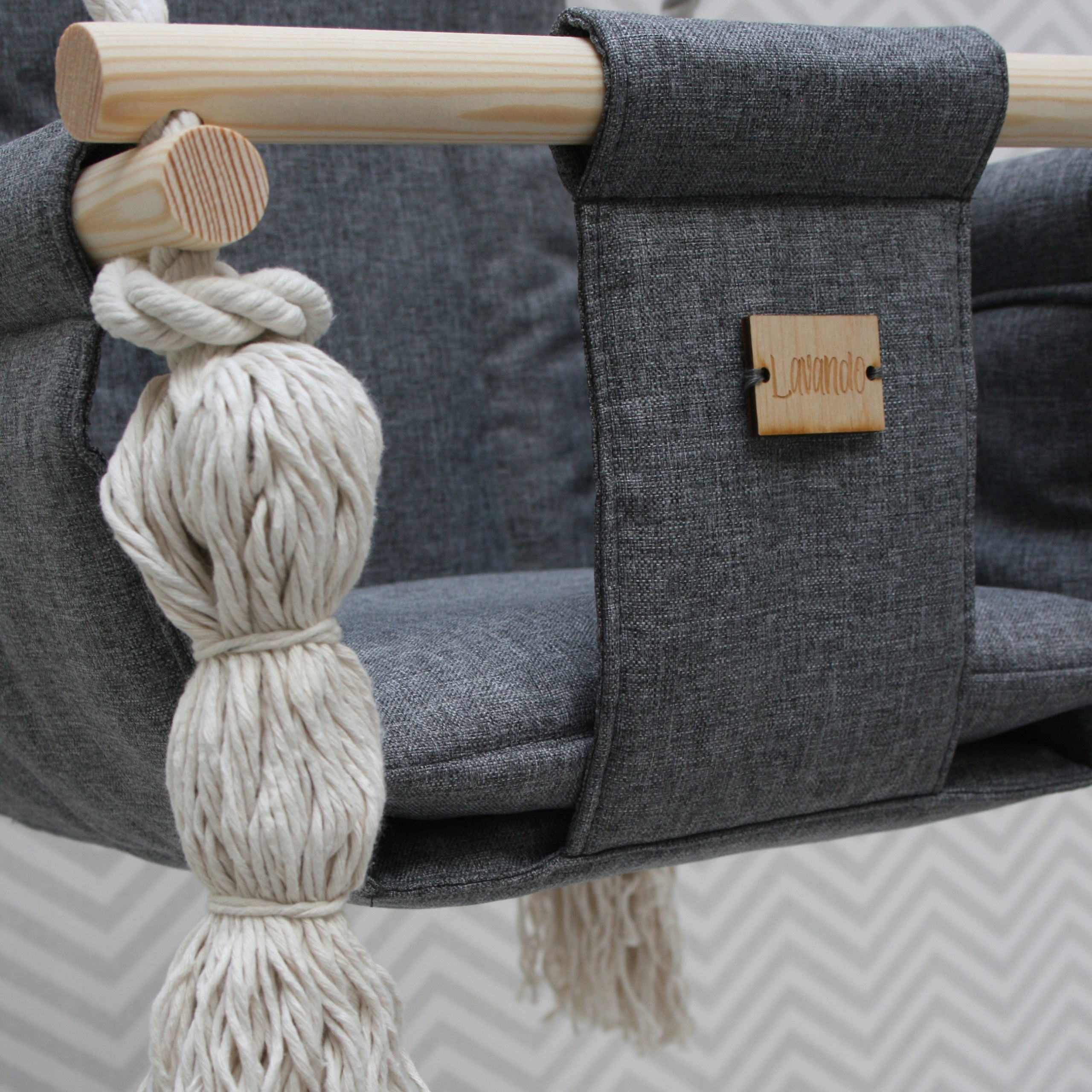 HUŚTAWKA dla dzieci do pokoju ogrodu USZTYWNIONA pas i haki len CE Rodzaj huśtawka kubełkowa