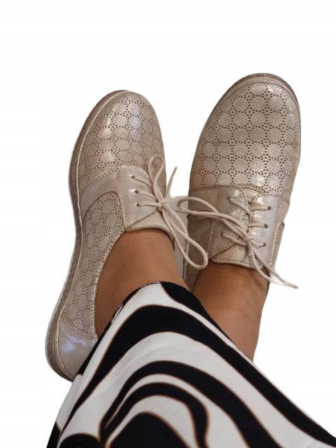 PÓŁBUTY NA KOTURNIE SKÓRA AŻUROWE WIOSNA HELIOS 36