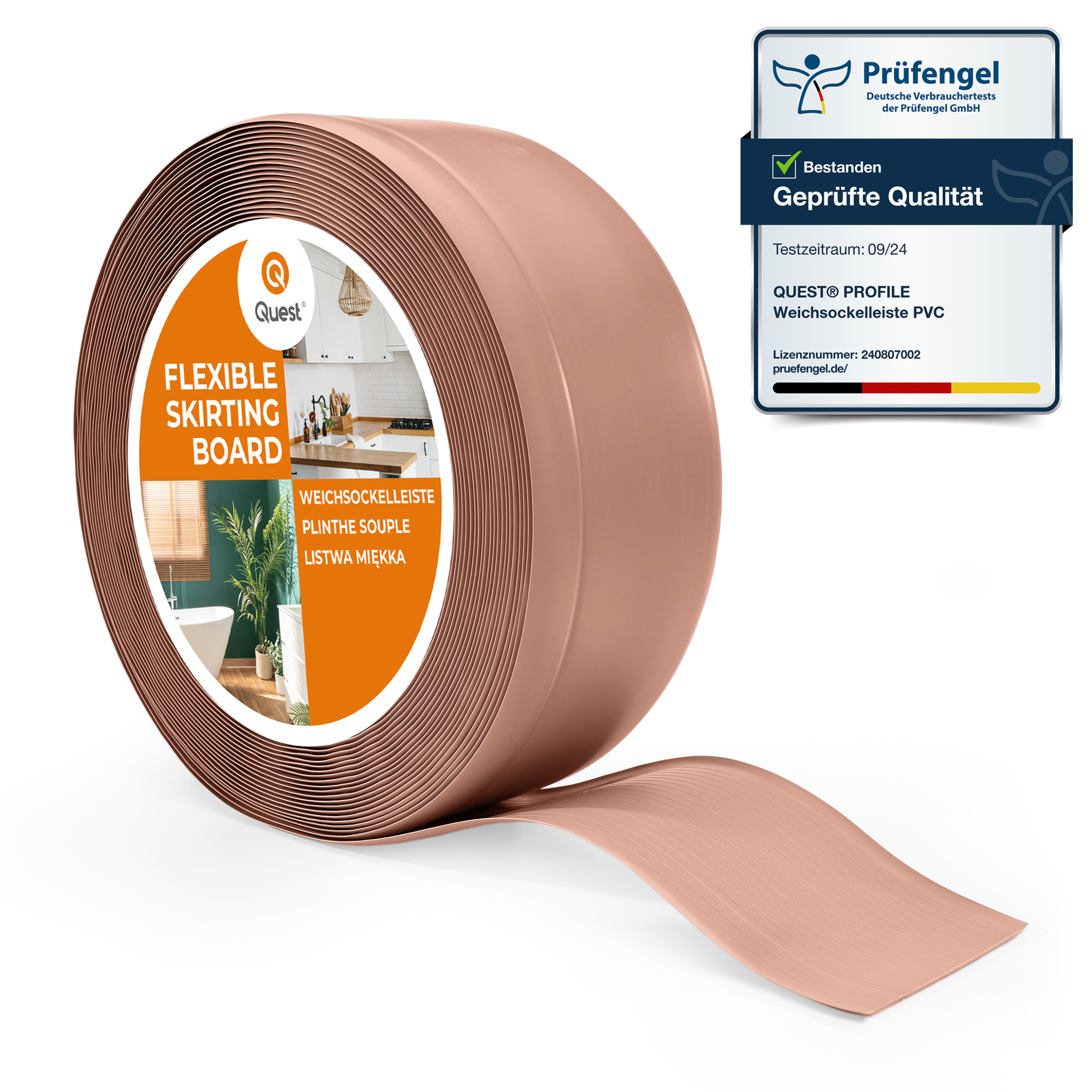 Pvc podlahová lišta – soklová pružná – soklová 70/20 světle hnědá,