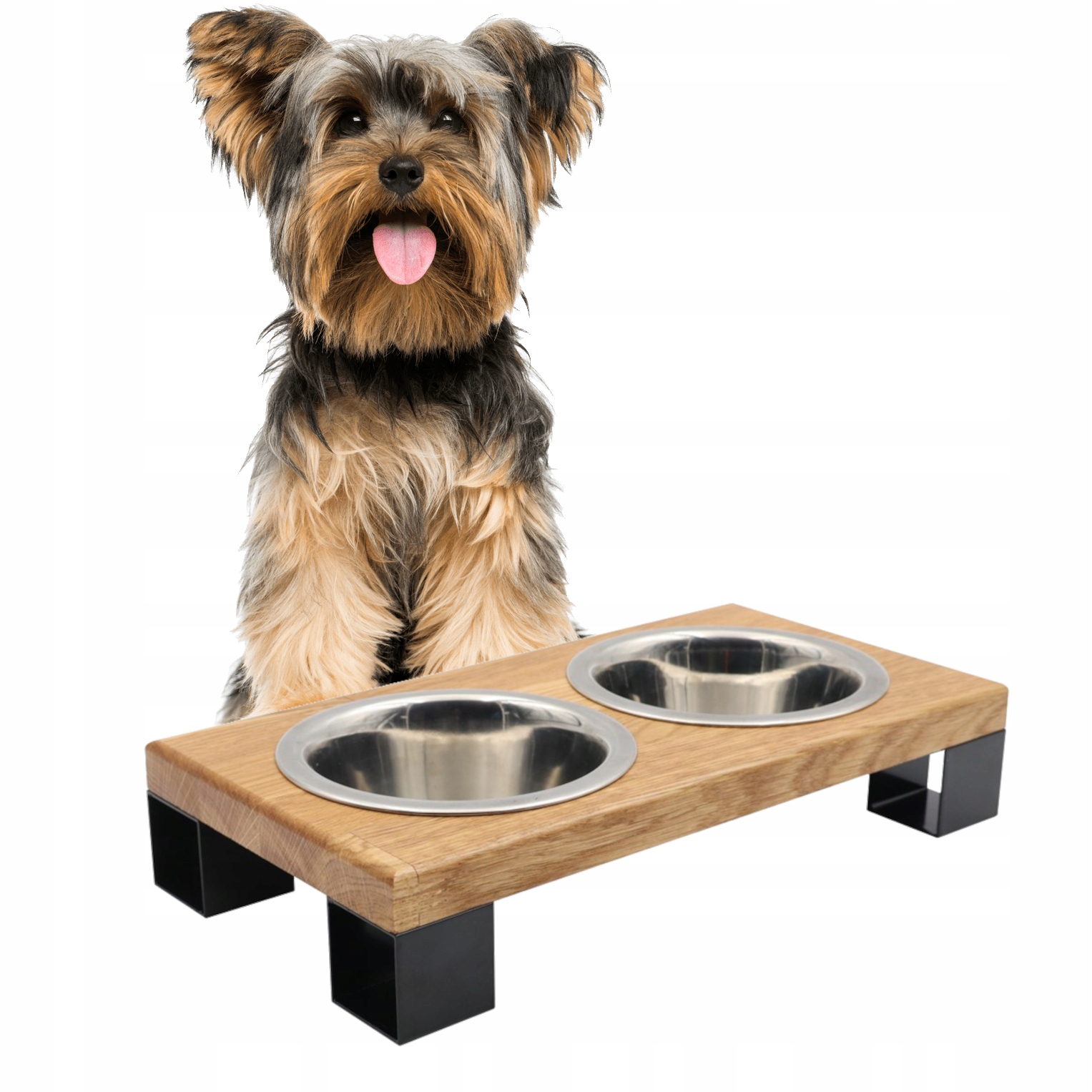 Drewniany Bufet Stojak Na Miski Dla Psa Kota Bezpieczny 2 Miski 450ml