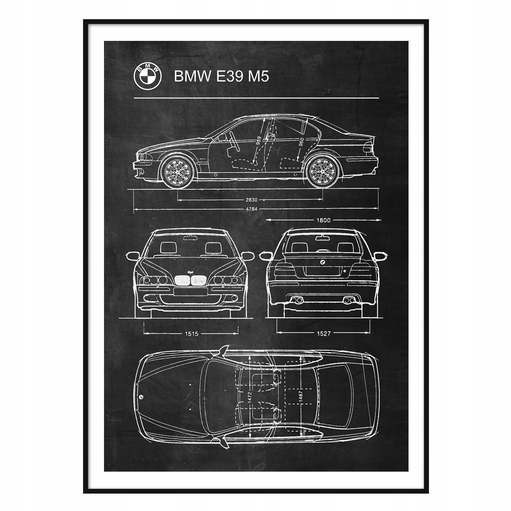 Plakat BMW E39 M5 Retro Patent Schemat A1+ Marka inna