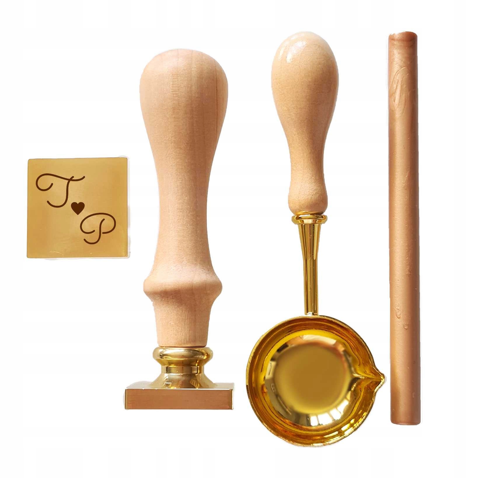 Čtvercové razítko na lak sada lžící a lakem svatební pečeť Logo Natu