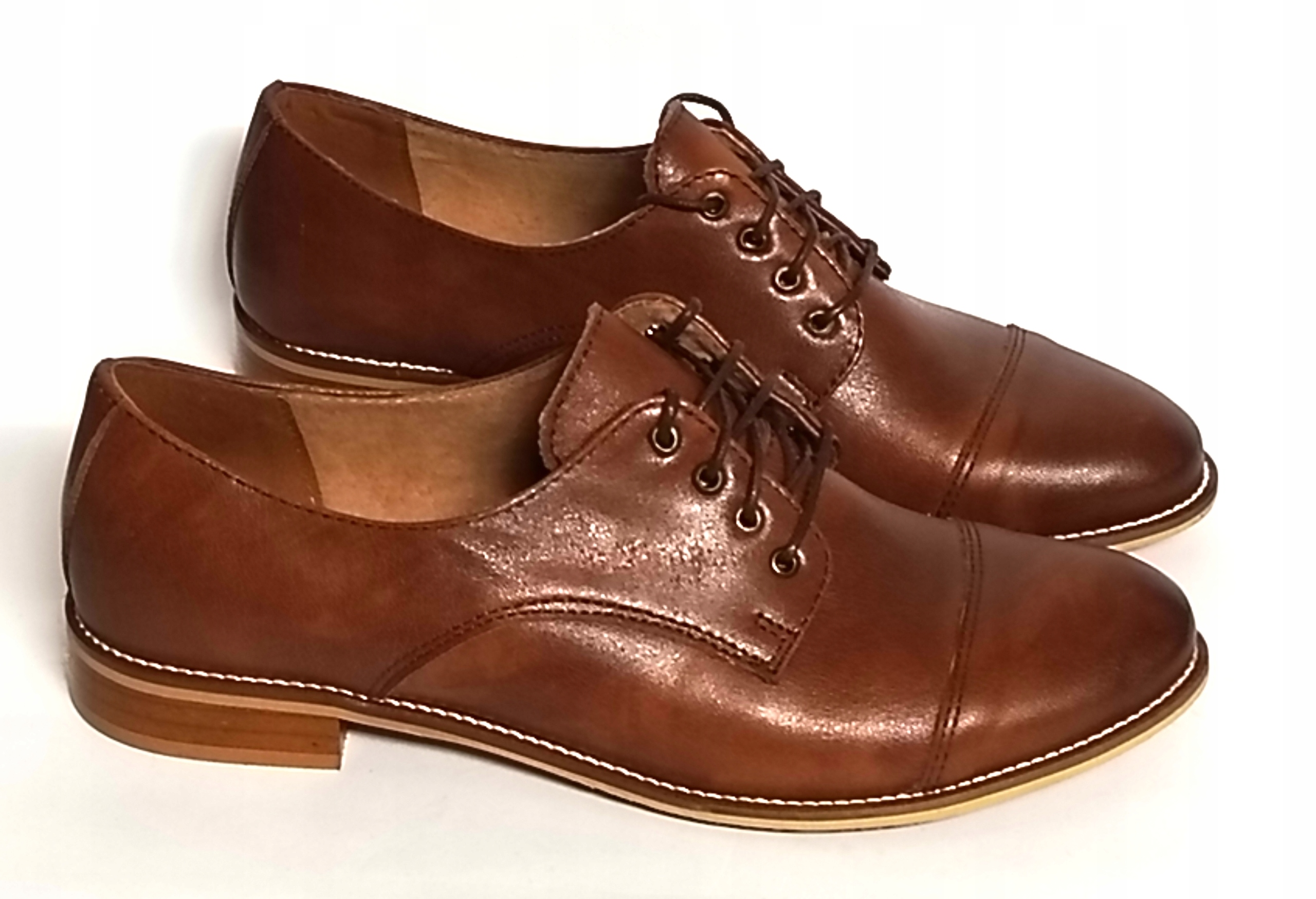 K-3250 Lehké, Pohodlné, Klasické Polobotky, Přírodní Kůže 40