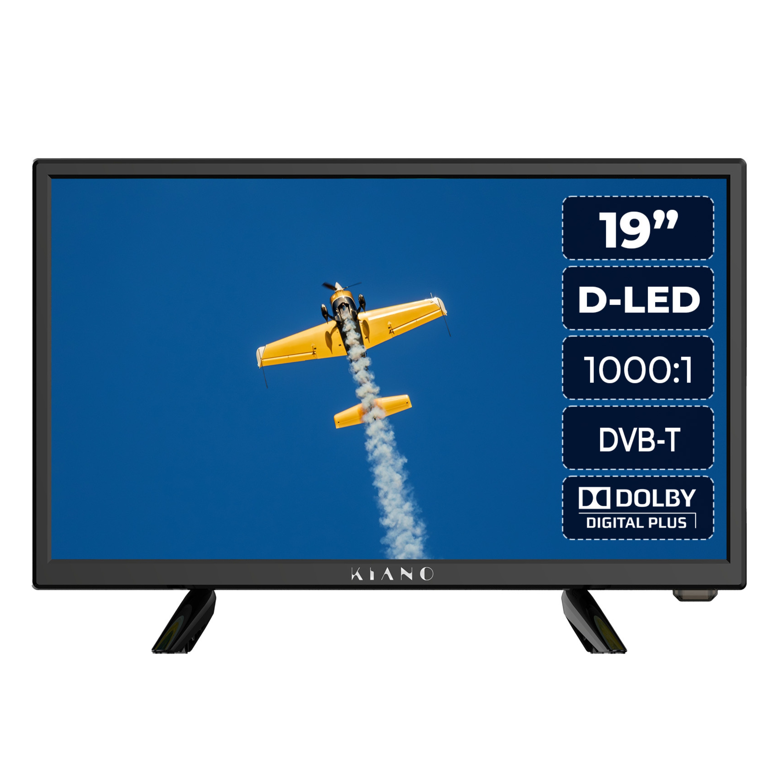 Televizor 19 palců Kiano 12V DVB-T2 pro Led obytný vůz DVBT2