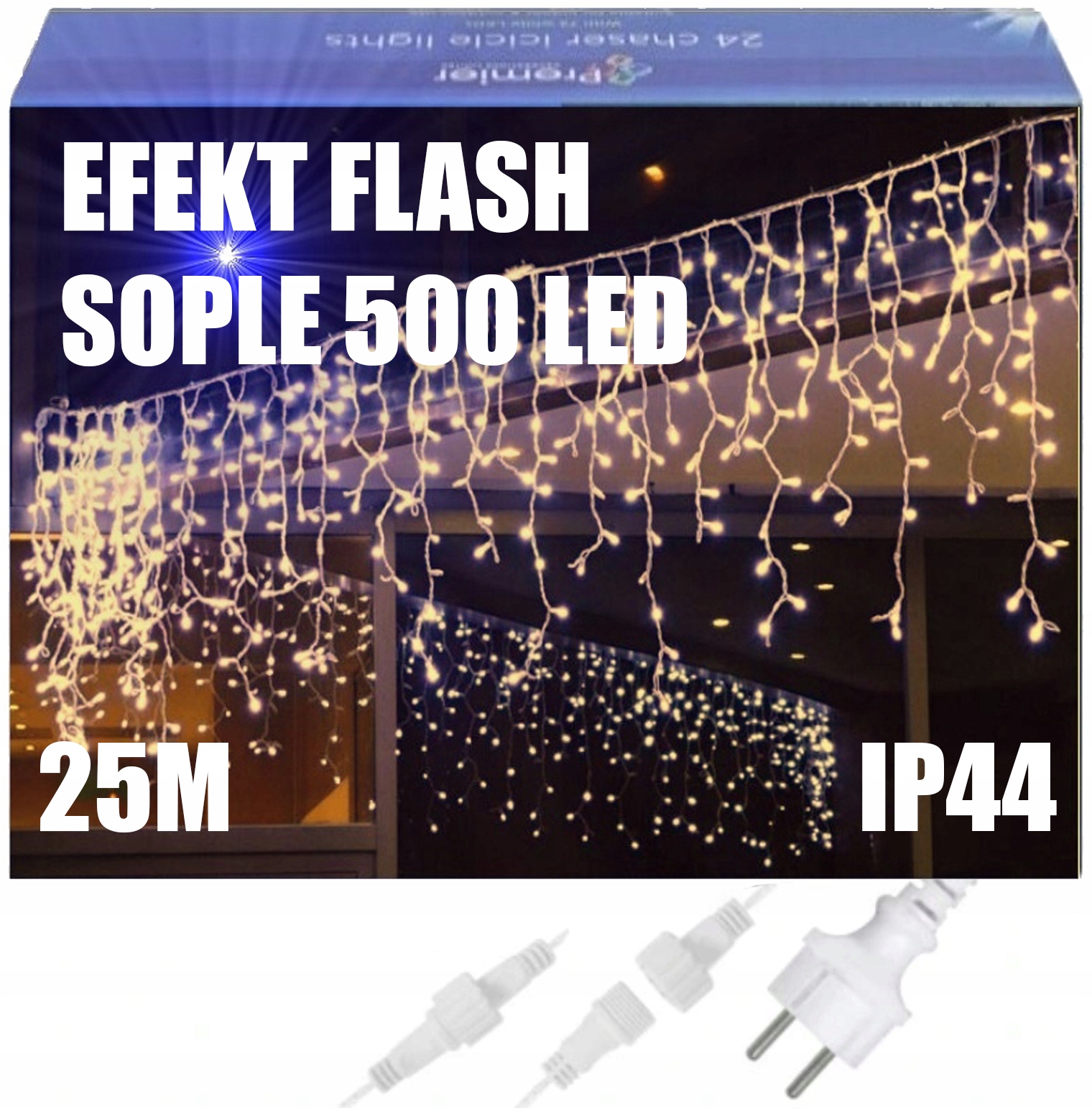 Sople 500 Led Záclona Venkovní Osvětlení IP44 Bílá Teplá Studený Flash 20M