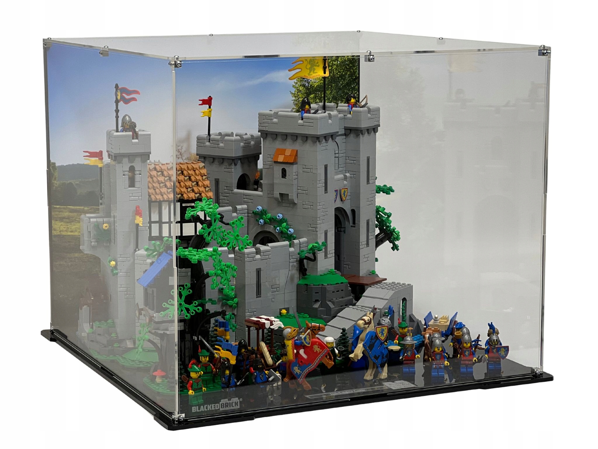 Vitrína s pozadím Blacked Brick pre Lego 10305 Icons Zámok rytierov erbu Lev