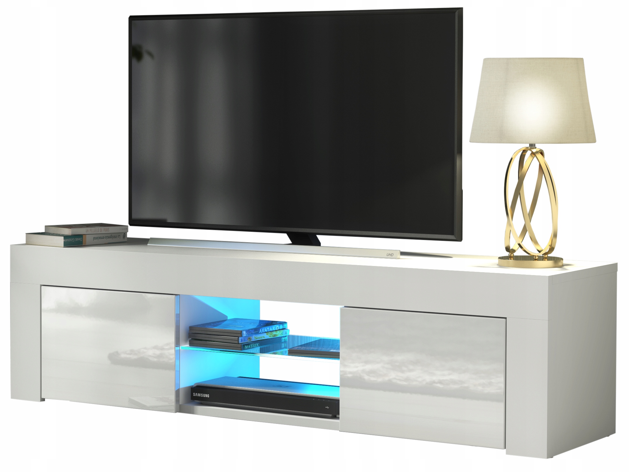 

Komoda Stolik Szafka Biały/biały Połysk Rtv Led