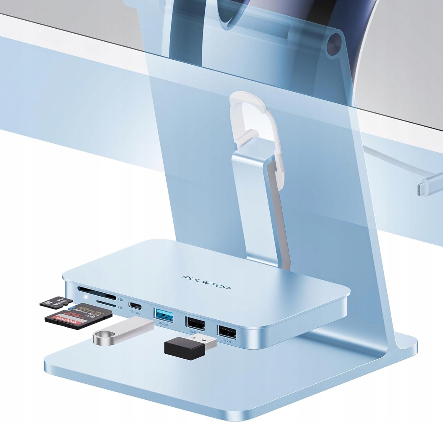 Hub Usb-c do iMac M1 M3 M4 10Gbit/s Sd Tf koncentrator niebieski 24 27 cali