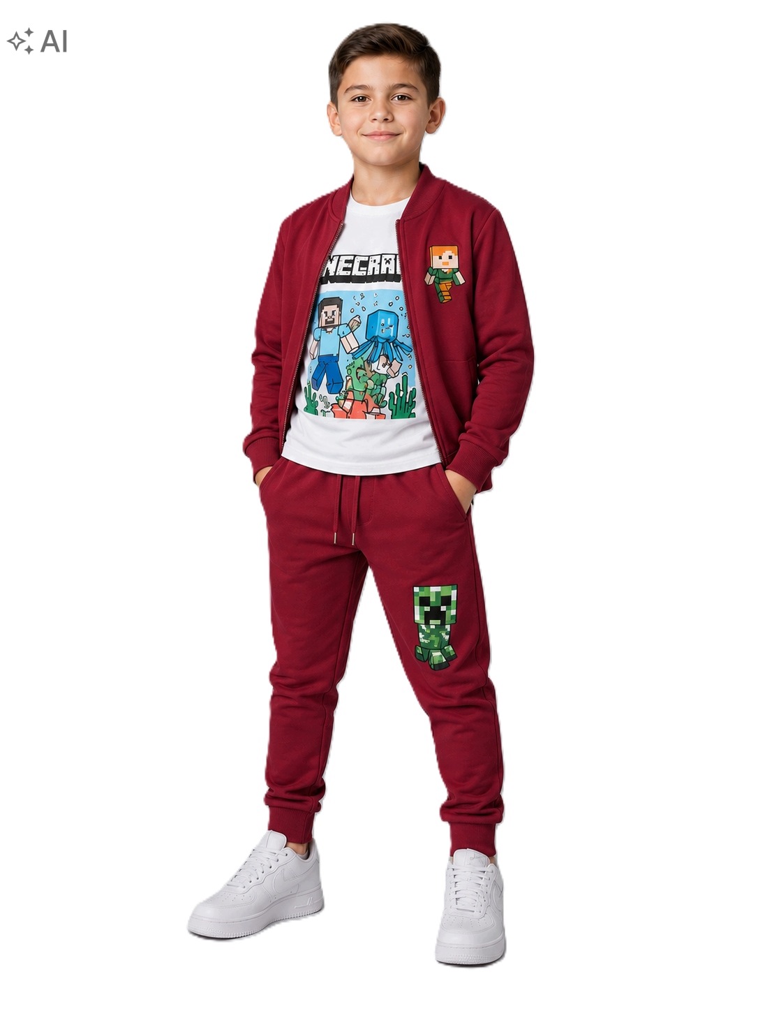 Komplet dresowy dla chłopca 122 3-części bluza spodnie koszulka Minecraft