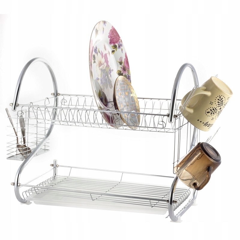 SUSZARKA DO NACZYŃ SZTUĆCE TALERZE STOJĄCA Z TACĄ OCIEKACZ Długość 52 cm