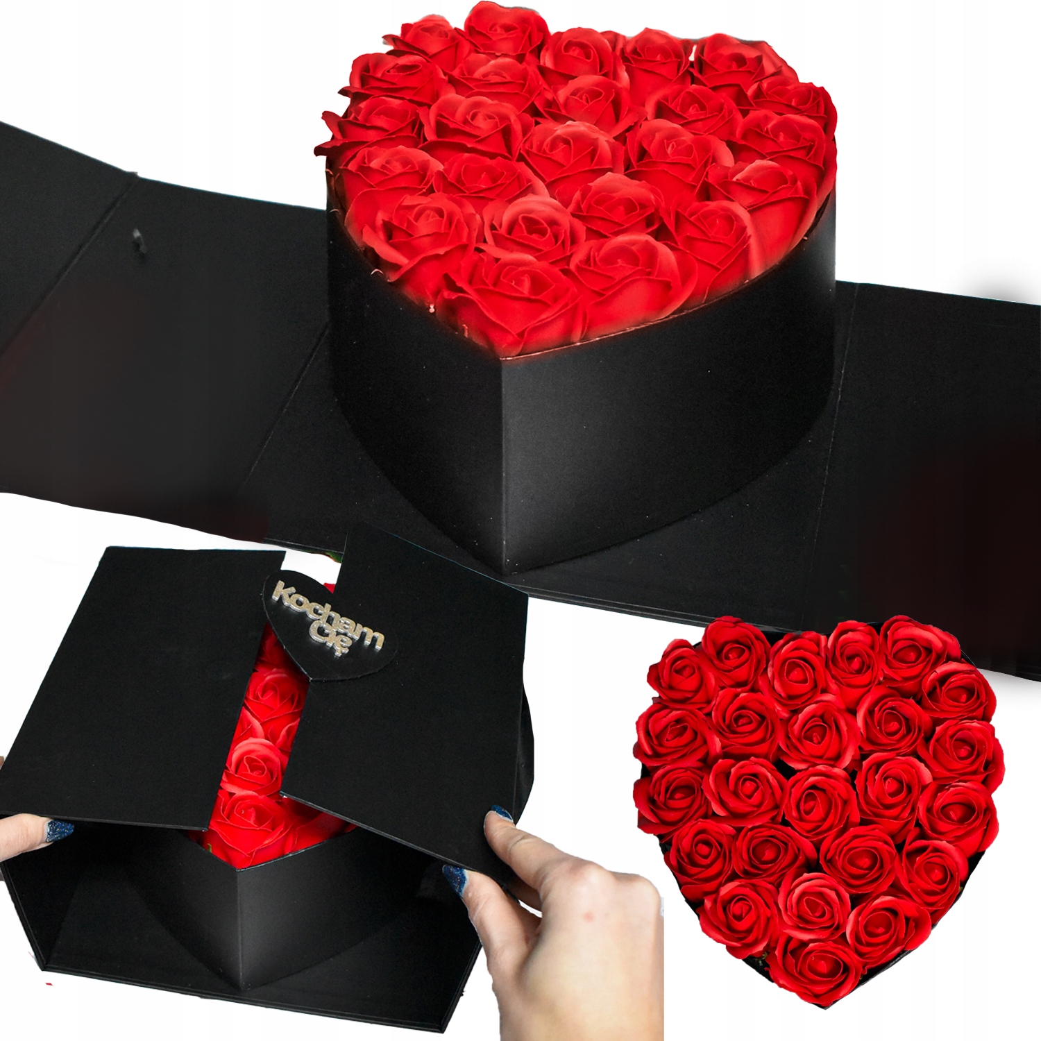 

Flowerbox Serce 24 Mydlane Róże Walentynki