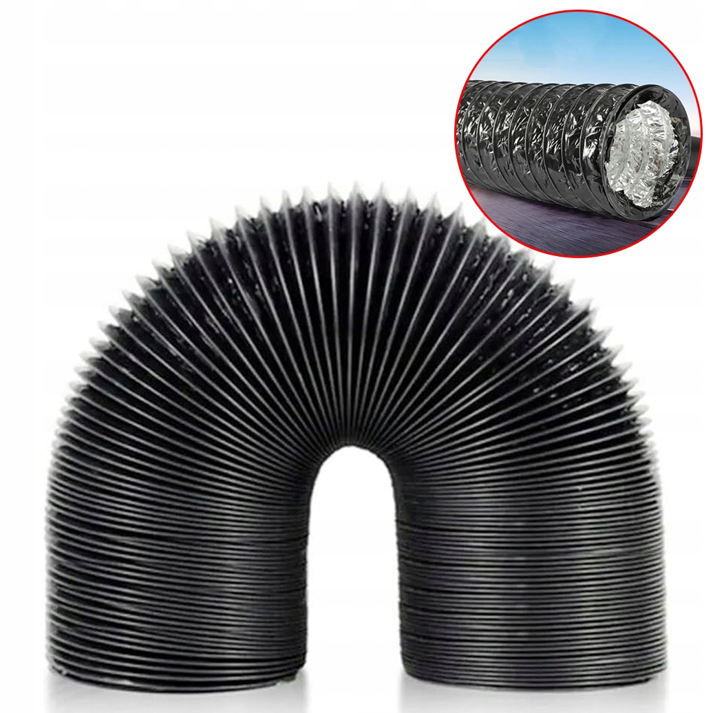Průmyslová Pvc Ventilační Hadice Černá 150 MM X 2 M Silná Hliníková