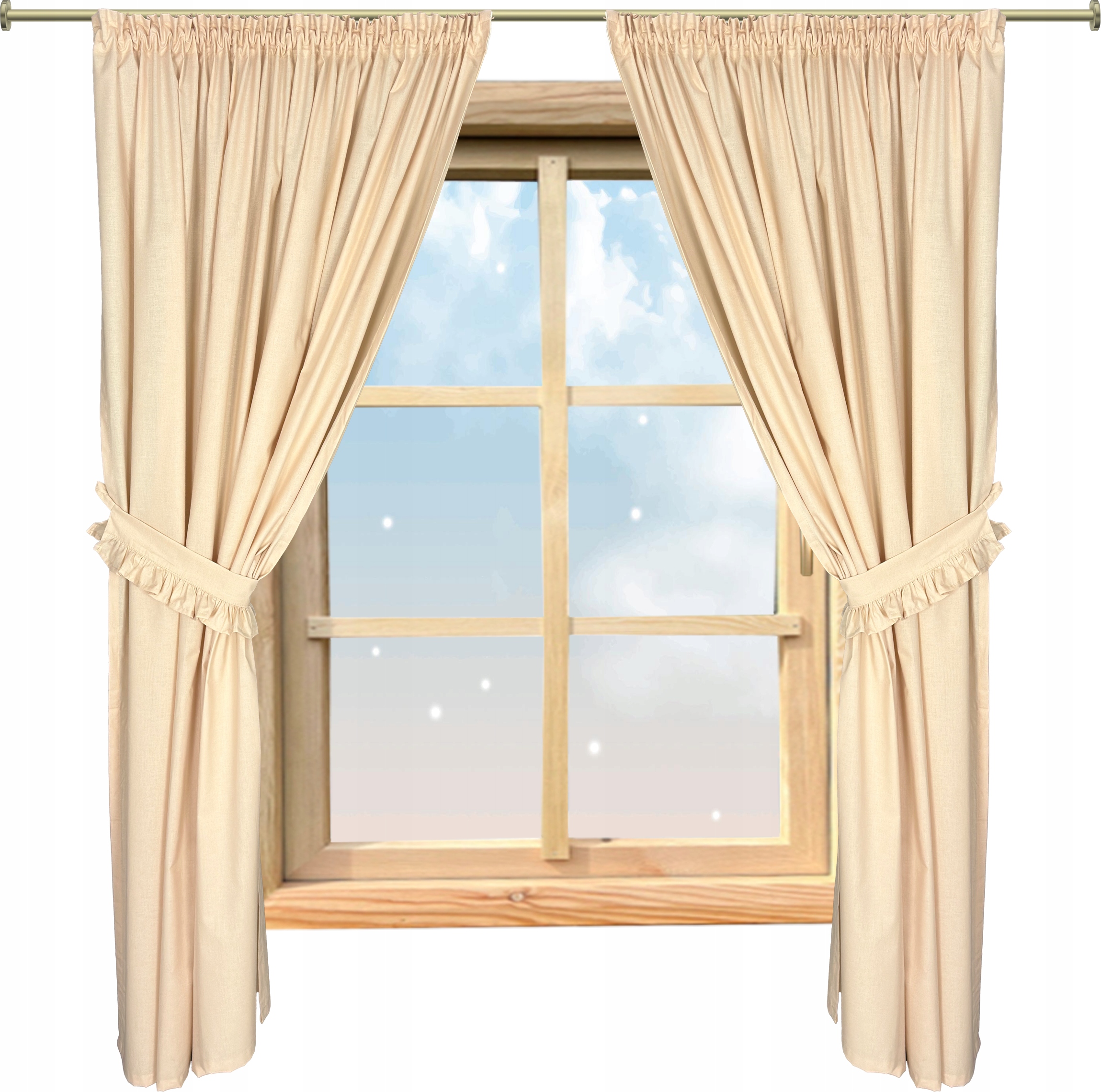 ZASŁONY DO POKOJU DZIECIĘCEGO 2szt. GŁADKIE JASNE BEŻOWE 160cm+FALBANKA