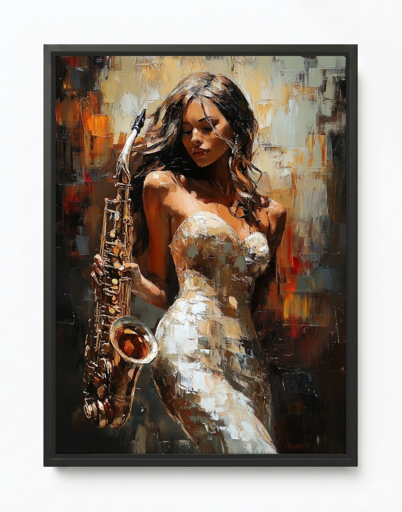 Obraz Rám Americký Box Žena Dívka Saxofon Hudba Jazz Club 60x80