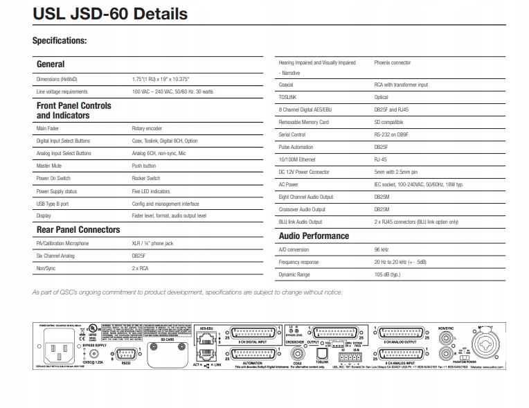 QSC JSD-60 Wzmacniacz EAN (GTIN) 5905191949358