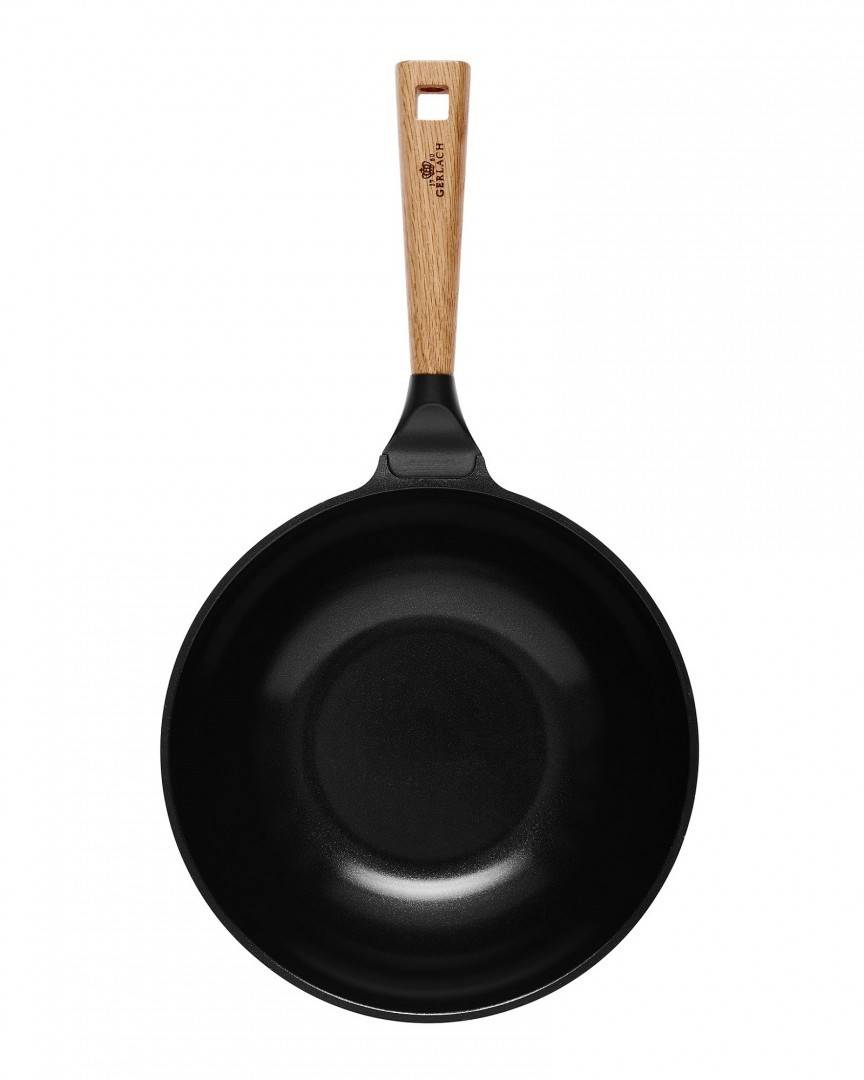 Patelnia WOK Gerlach Natur 28 cm Indukcja Powłoka ceramiczna Czarna