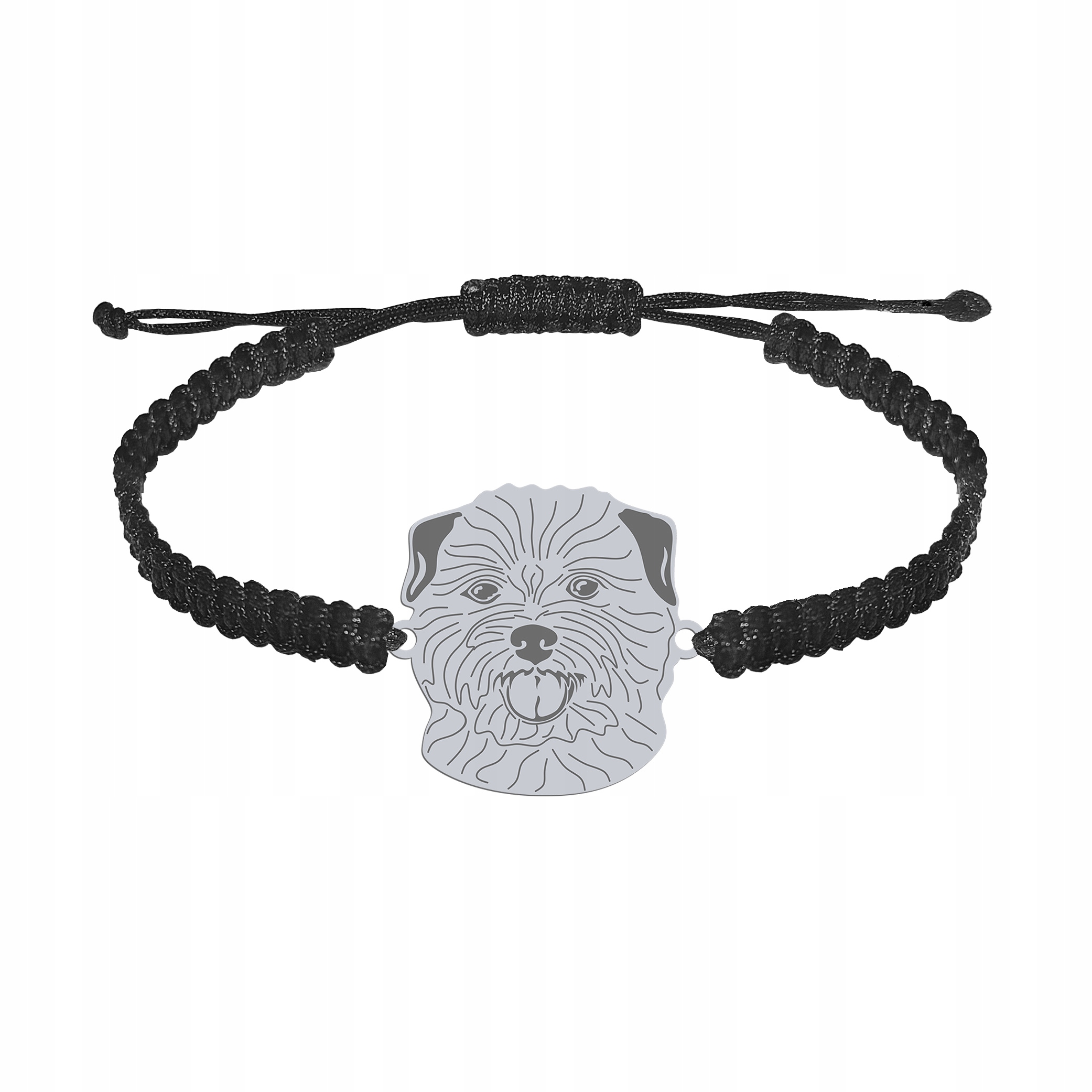 Stříbrný náramek s psem Norfolk Terrier 925 Makramé Pánský Dárek Gravírování