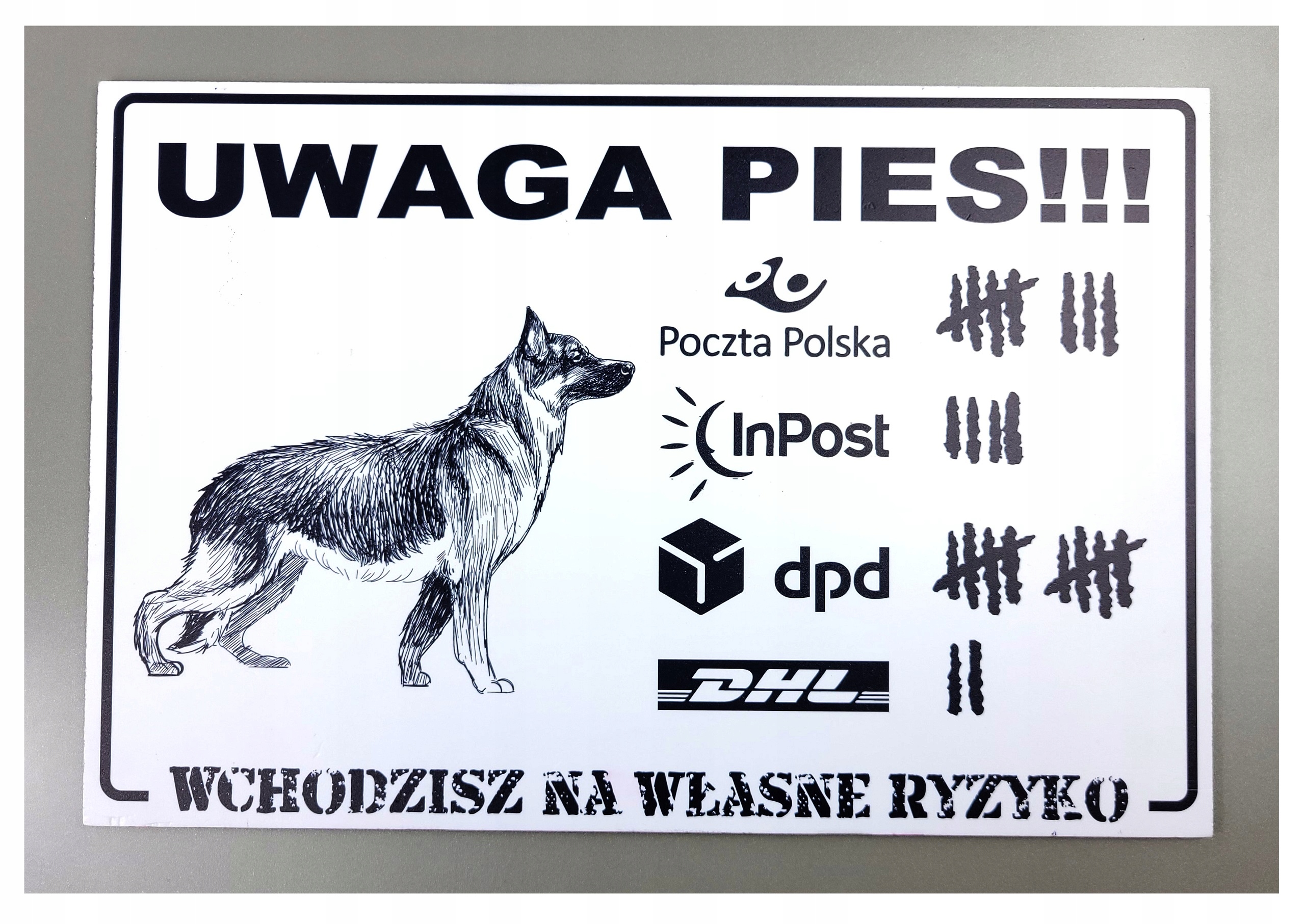 TABLICZKA UWAGA PIES OSTRZEGAWCZA 30X20cm CZ-B