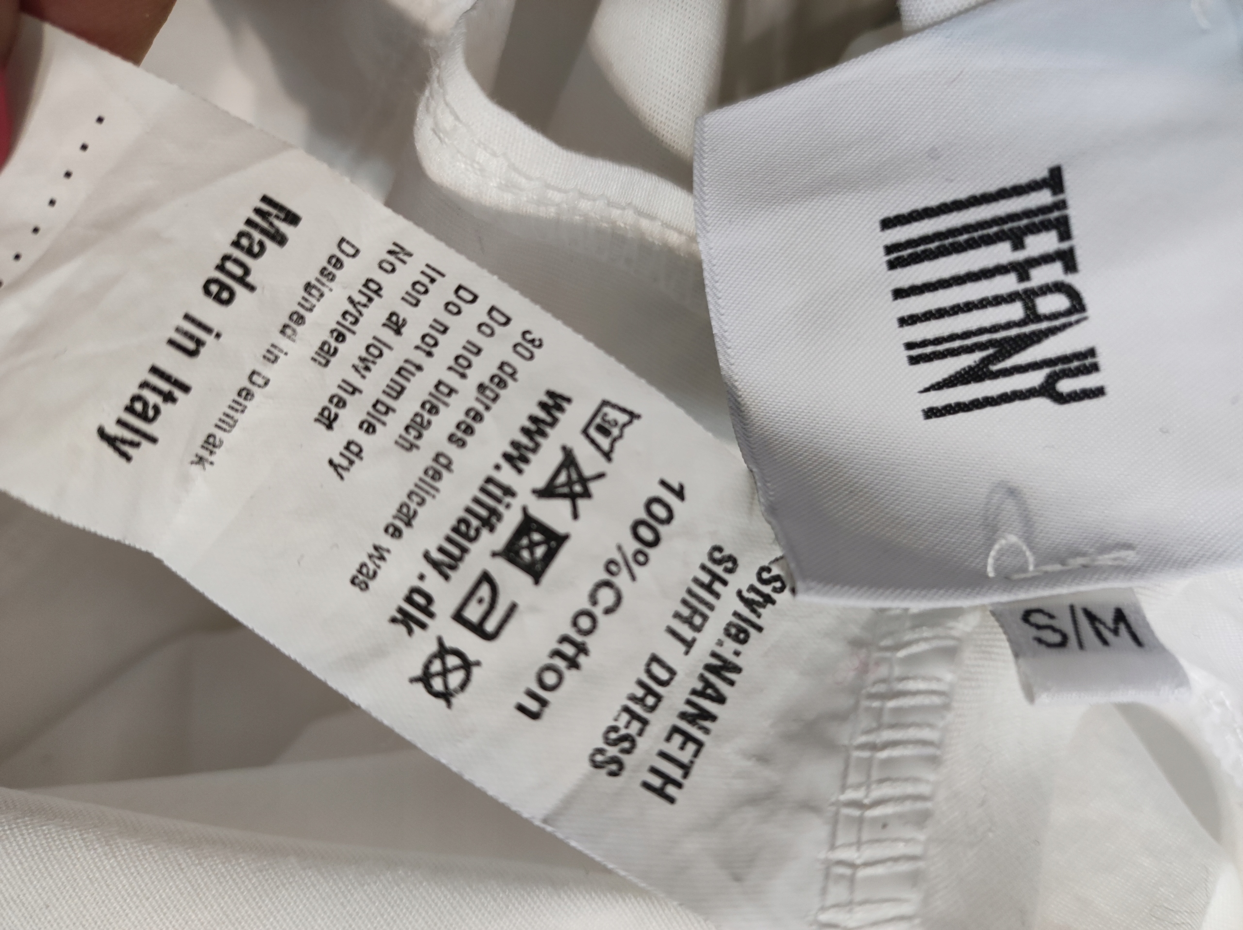 Tiffany włoska dłuższa koszula bawełniana z falbankami S-M Dekolt stójka