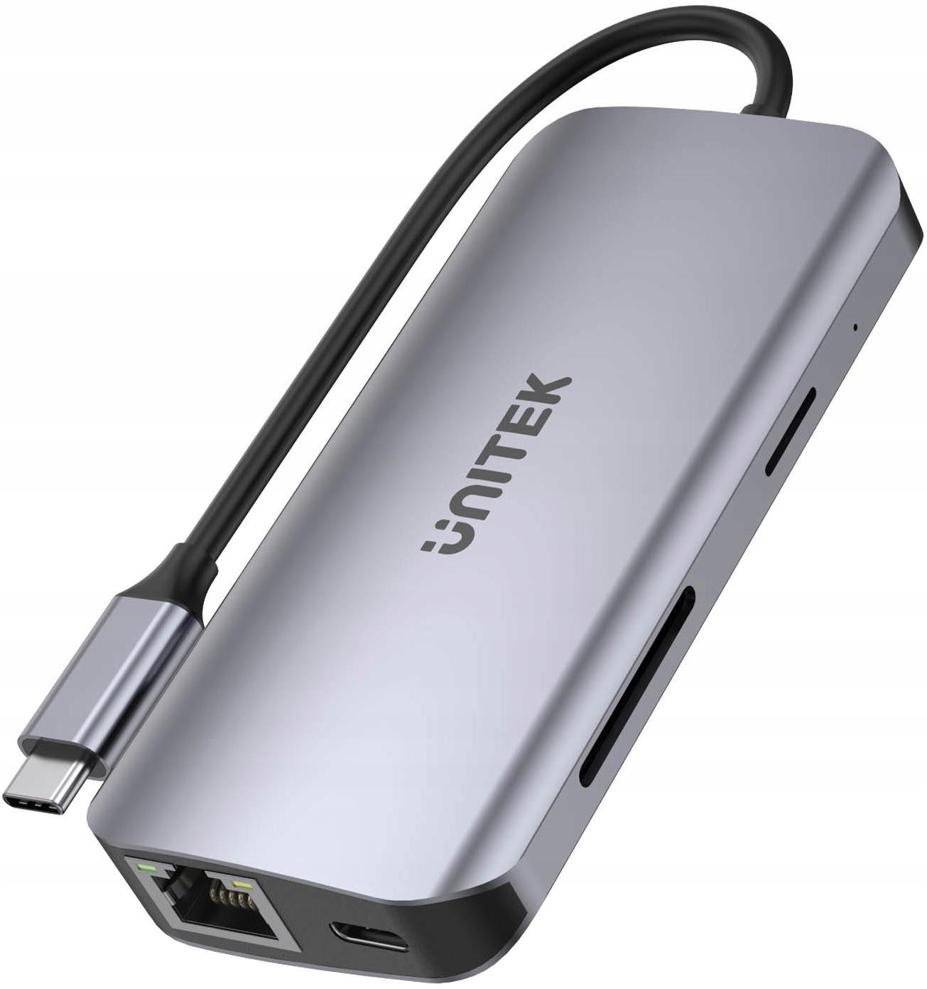Unitek D1122A01 Aktivní Usb-c hub 5Gbps, 2x Hdmi 4K, čtečka karet, RJ-45,