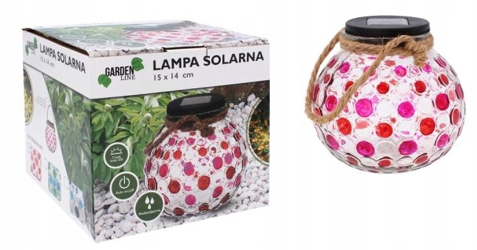 

Lampa Solarna Kolorowa Dekoracyjna Ogrodowa Szkło