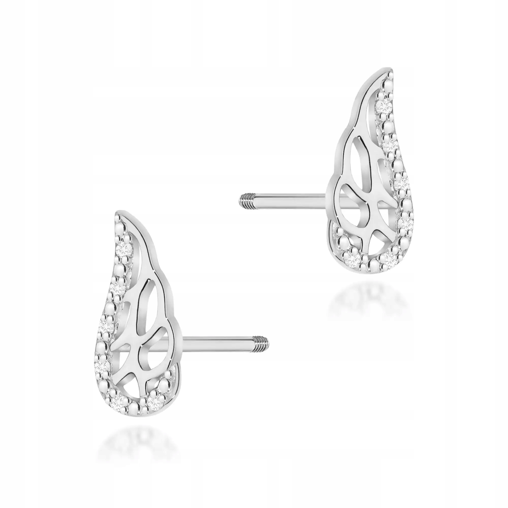 Náušnice ze zlata 585 s diamanty, bílé zlato, efektní, elegantní, módní