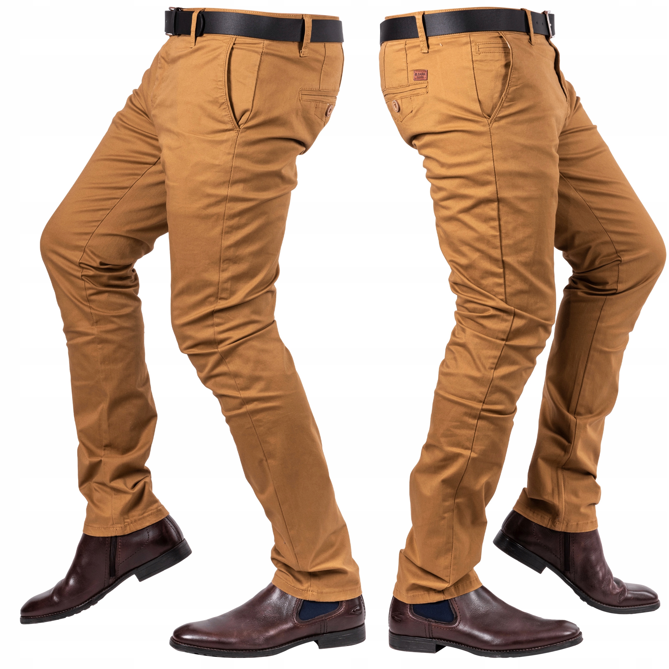 

Spodnie Chinosy camel pasek gratis Hrolf r.31