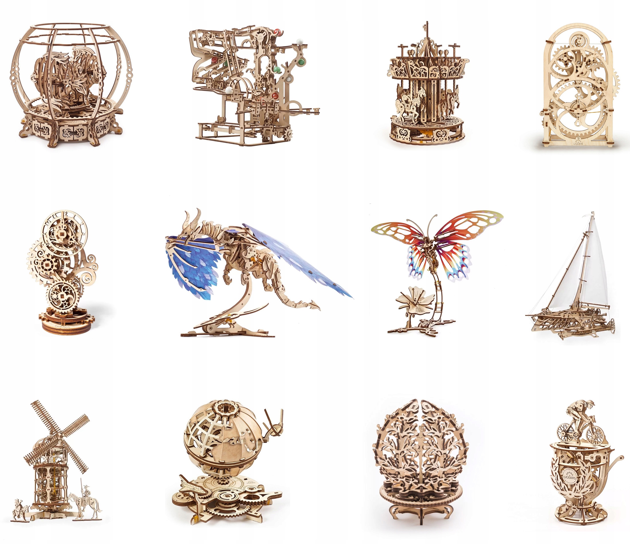 Piękne Puzzle 3D Drewniane Pozytywka-Kwiat uGEARS Głębokość produktu 13 cm