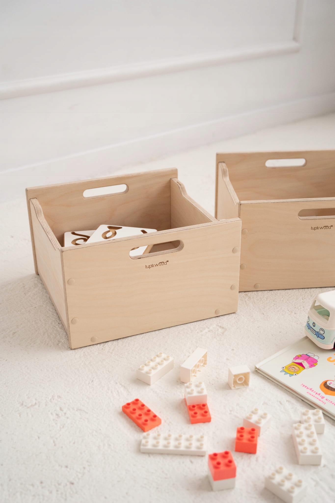 Duży BOX drewniana skrzynka na zabawki i inne cuda szary EAN (GTIN) 5906583671376