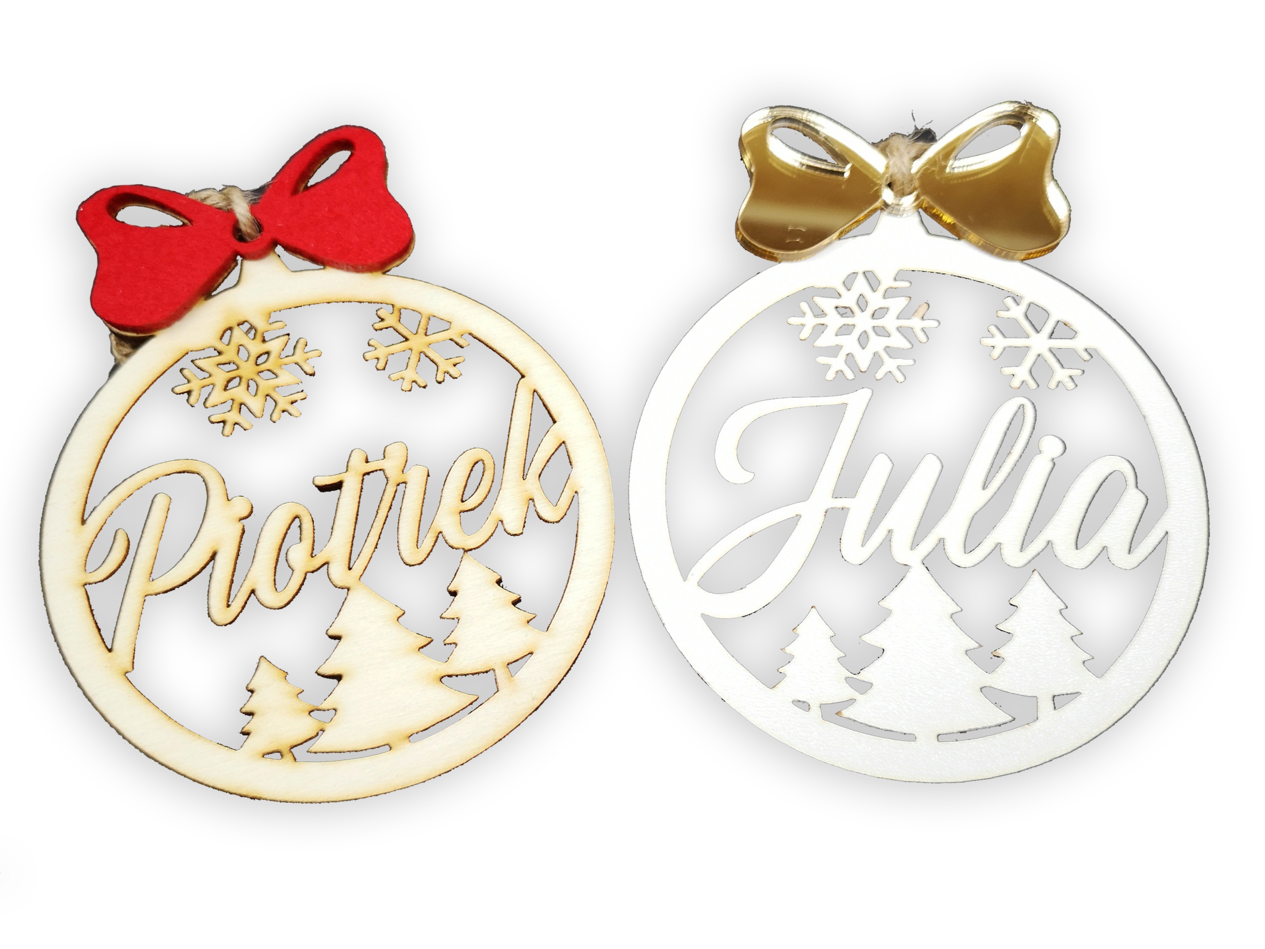 

Bombka z imieniem na choinkę święta drewno pleksa