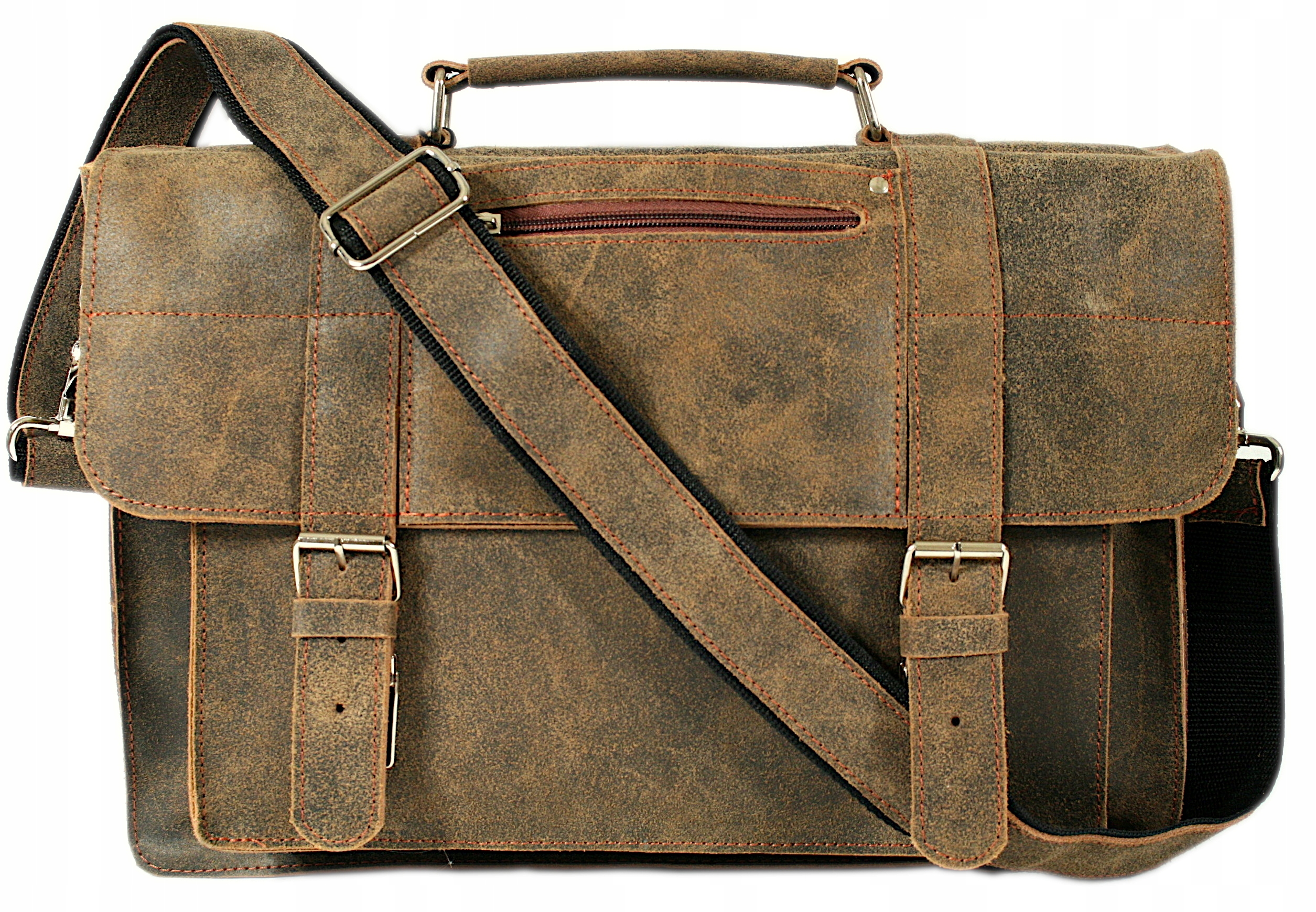 Torba skórzana męska brązowa vintage listonoszka