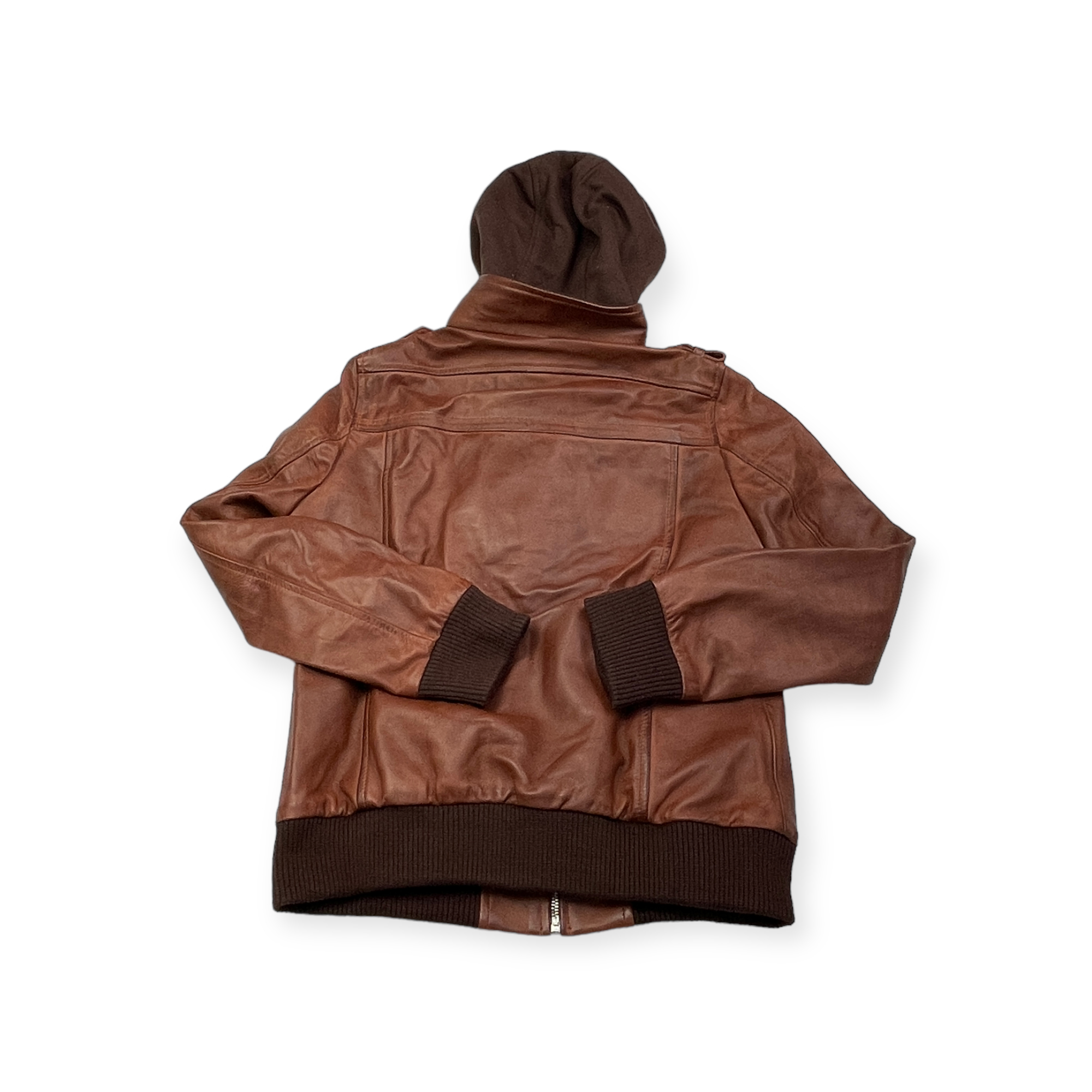 Dámská kožená bunda s kapucí Real Leather M