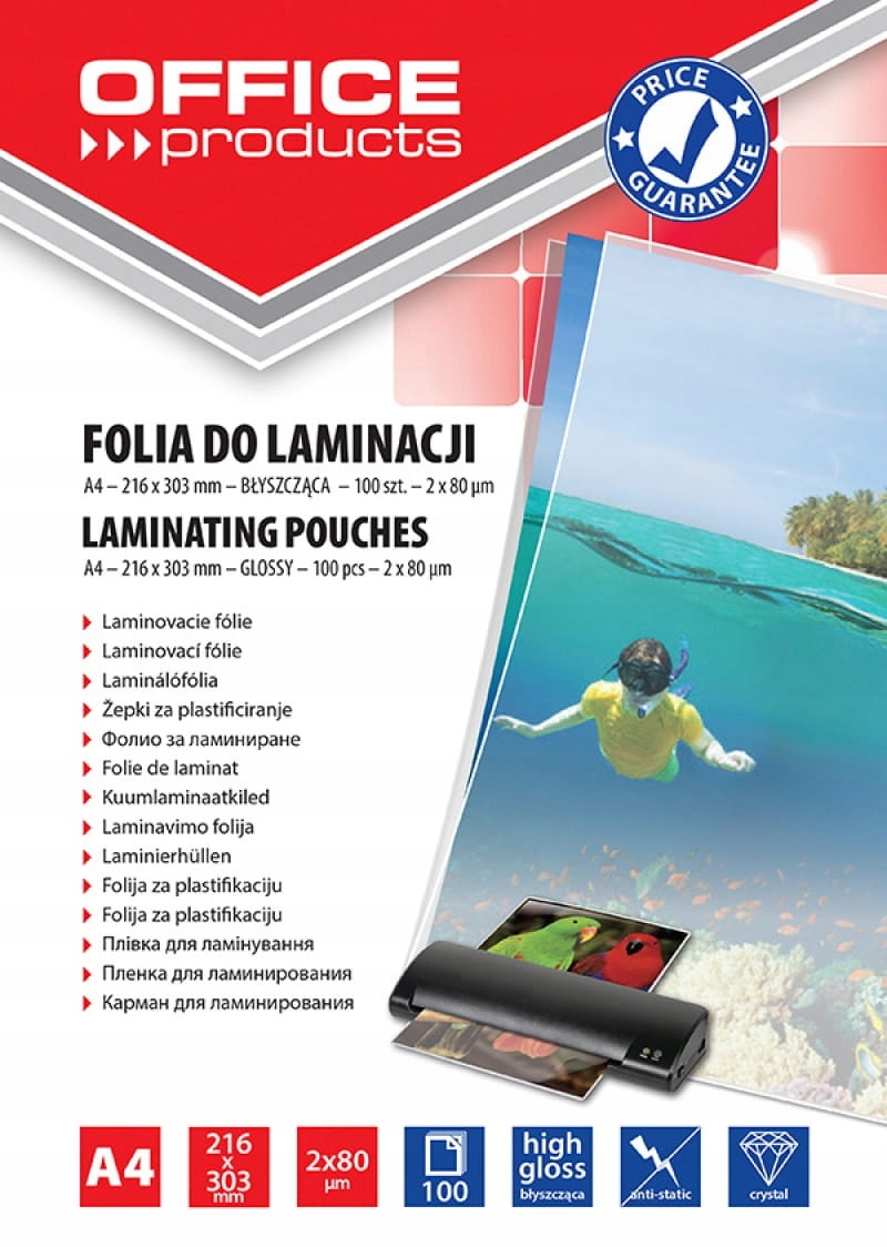 

Folia Do Laminowania A4, 80mikr.Błyszcząca, 100szt