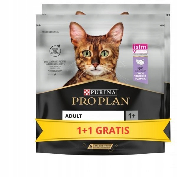 KARMA Sucha Dla Kota z Indykiem PURINA PRO PLAN Indyk 2+2 4 Opakowaniax400g EAN (GTIN) 7613036943864