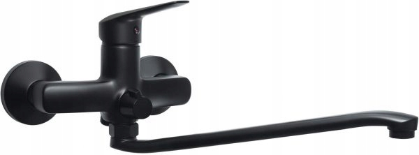 Nástenná umývadlová batéria s dlhým výtokom, čierna