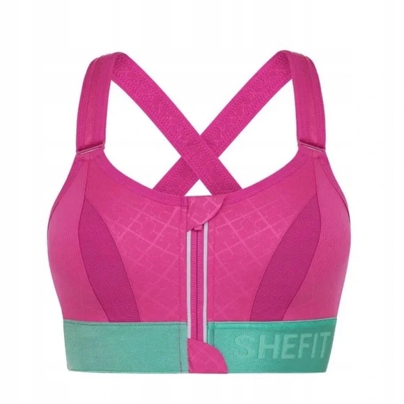 Biustonosz Sportowy Shefit Różowy Z Zielonym Regulowany Fitness Siłownia XL