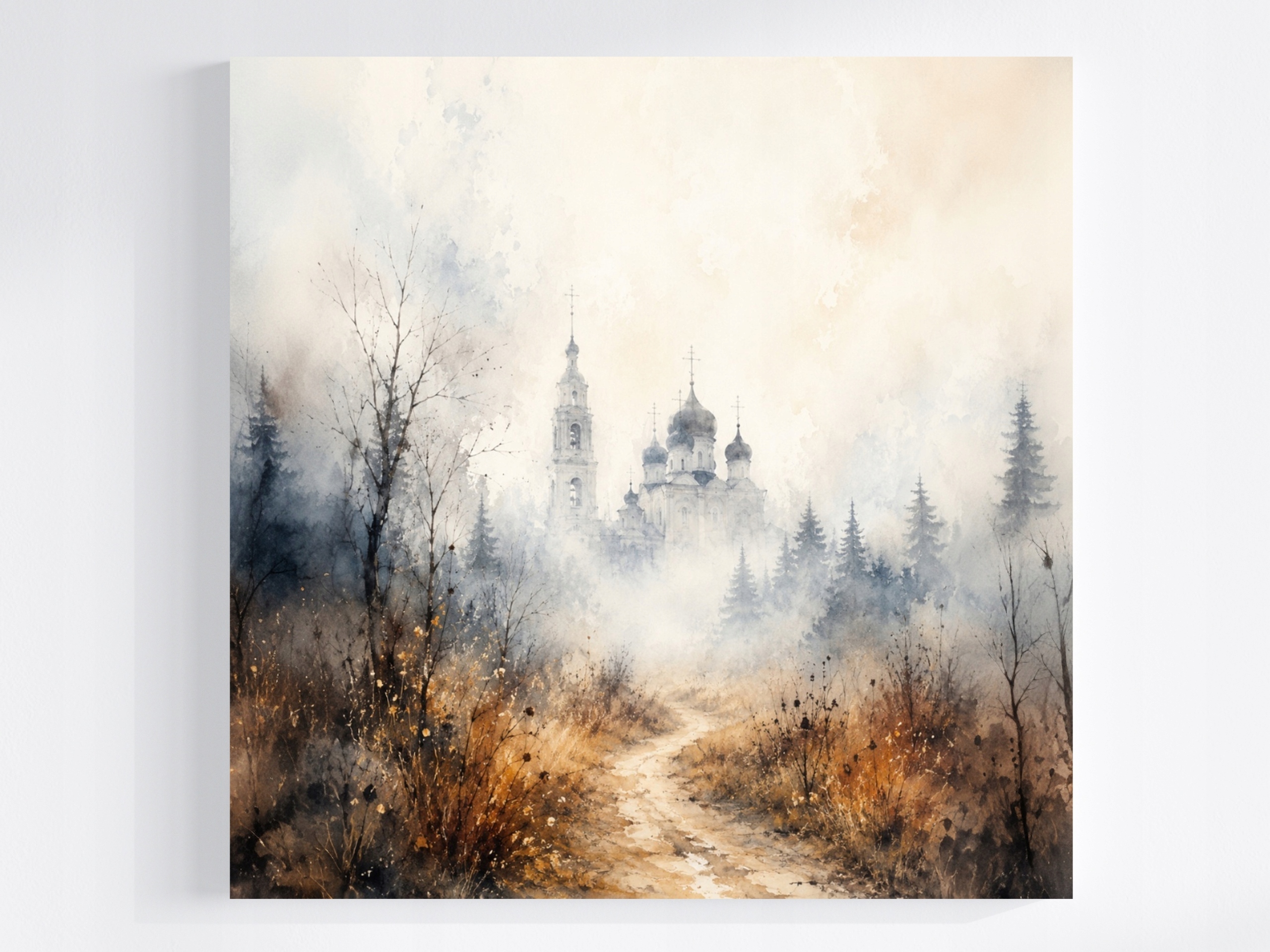 Obraz Na Plátně Canvas Pohled Na Kopec Stezka Kostel Podzim 80x80