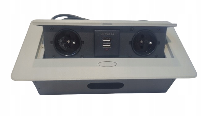 Zásuvka/zápustný modul Oval nábytkový port 2ZDA+2USB Kaszmir Ral 7044