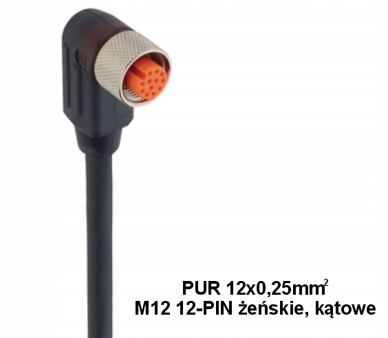 Rkwt 12-346/2 m, przewód ze złączem żeńskim kątowym M12 12-pin