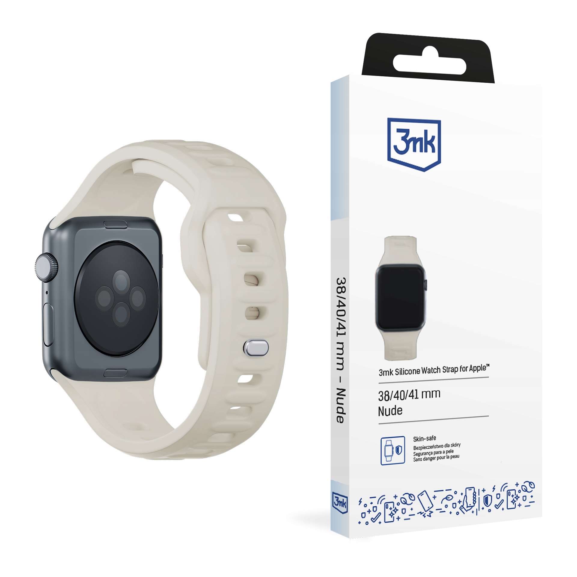 Pasek 3mk Silicone Watch Strap na Apple Watch 38/ 40/ 41 mm biały 3mk
