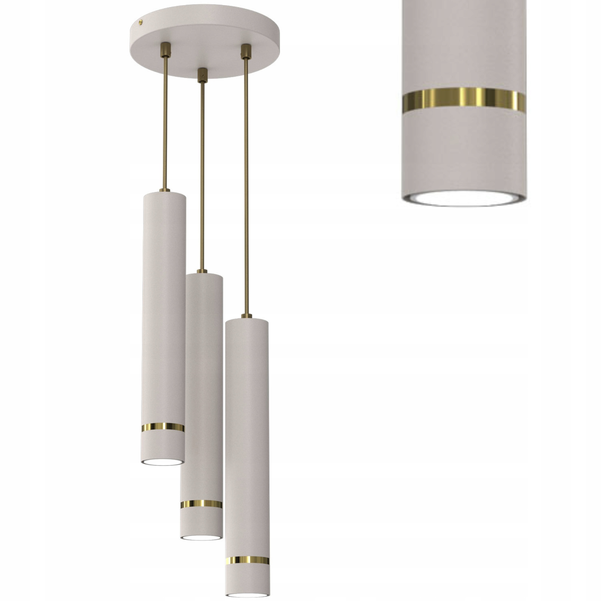 Závěsná Stropní Lampa Tuba Led GU10 Ozdobný Pásek Světlý Kašmír Zlatý 3 Body