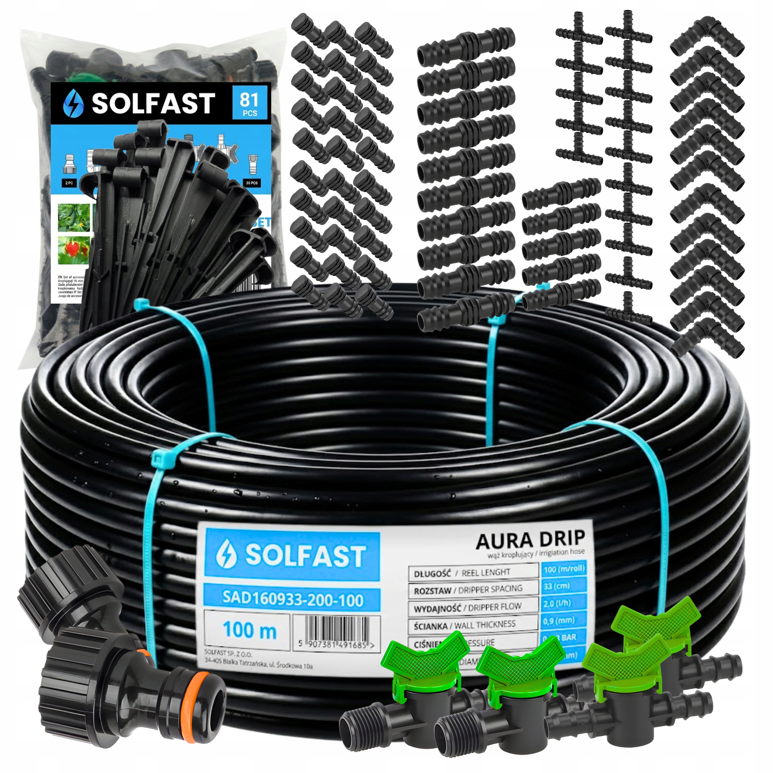 Kapková Závlaha 100 m Kapkové Zavlažování Sada 131 ks Systémová Hadice Trubka