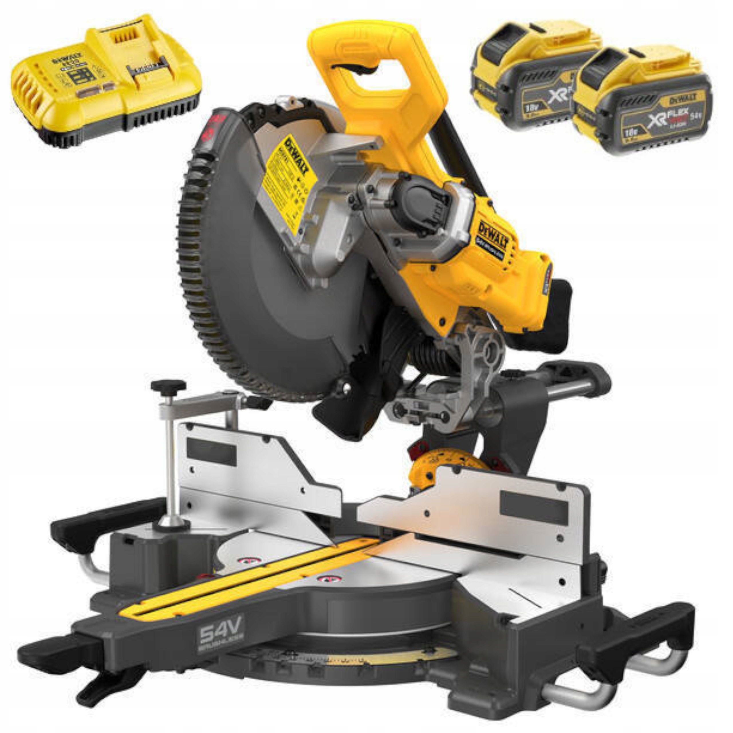 Piła Ukosowa Ukośnica Aku. 54V -2X9AH Ładowarka Tarcza 305M Dewalt DCS781X2