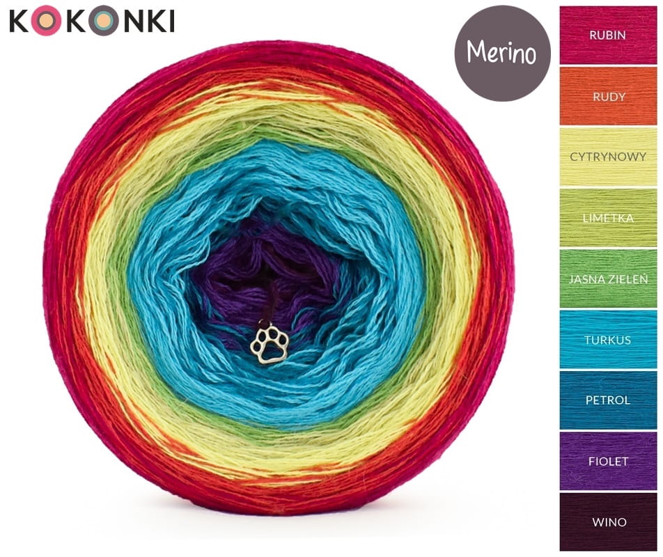 Kokonek Merino 9K 9 barev 08 3 nití 1400m 390g