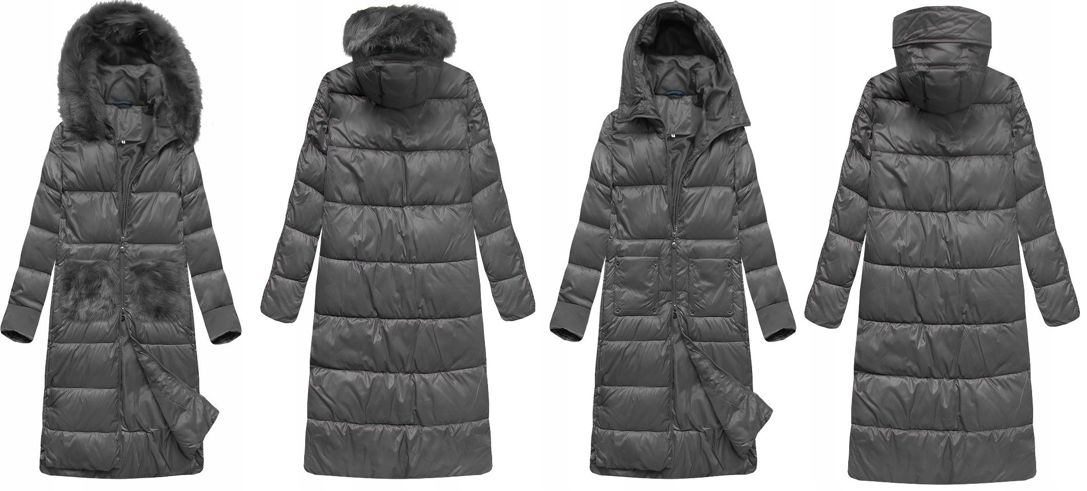 

Kurtka Płaszcz Długa Zimowa Parka Kaptur Futro S