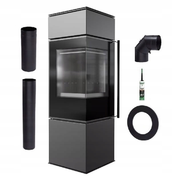 Kamna Volně Stojící Ocelová Rohová Koza Ren S Pravá Černá